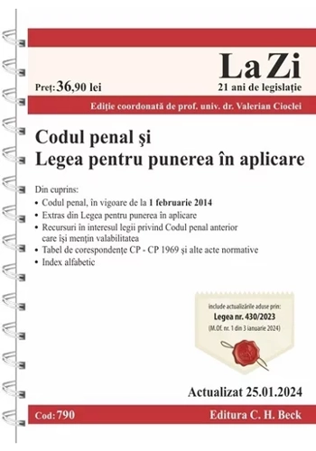 Codul penal si legea pentru punerea in aplicare Act. 25 Ianuarie 2024 Ed. Spiralata