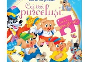 Carte cu puzzle Cei trei purcelusi (cu 6 puzzle-uri)