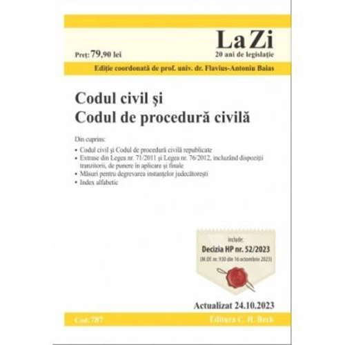 Codul civil si Codul de procedura civila. Actualizat la 24. 10. 2023