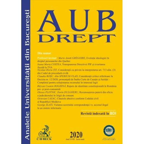 Analele Universitatii din Bucuresti, Seria Drept, 2020