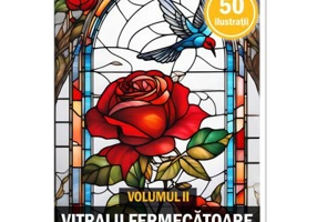 Carte de colorat pentru adulti, 50 de ilustratii, Vitralii Fermecatoare, Volumul 2