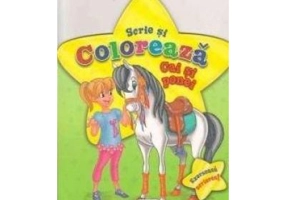 Scrie si coloreaza cai si ponei - verde