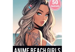 Carte de colorat pentru adulti, 50 de ilustratii, Anime Beach Girls