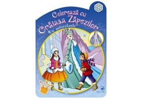 Coloreaza cu Craiasa Zapezilor. Carte cu autocolante