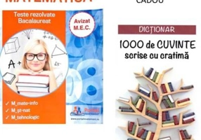 Bacalaureat Matematica. Culegere de teste rezolvate la matematica pentru clasa a 12-a + CADOU Dictionar 1000 de cuvinte scrise cu cratima