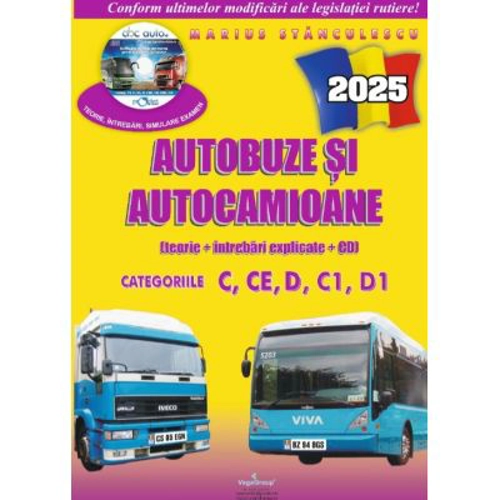Autobuze si Autocamioane 2024. Mapa chestionare auto cu CD (cod acces online), teorie si intrebari explicate