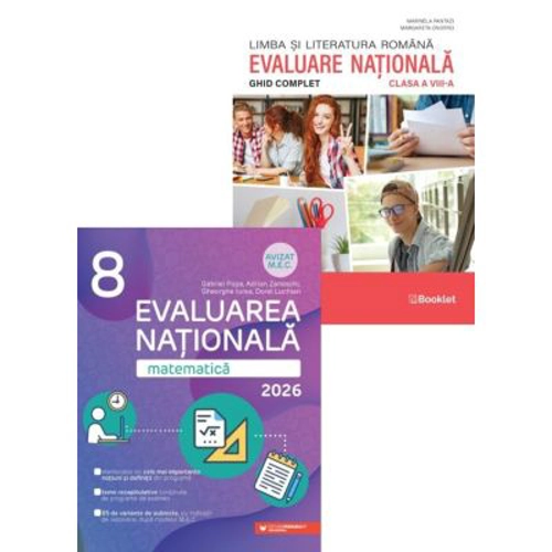 Pachet Evaluarea Nationala 2024 Clasa a 8-a. Matematica si Ghid complet pentru Limba si literatura romana