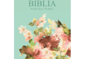 Biblia pentru femei, medie, coperta pvc flexibila, verde pal, cu model floral