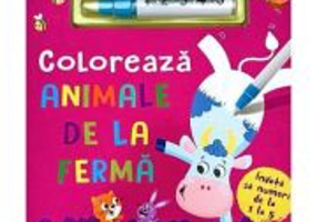 Coloreaza animale de la ferma. Carte reutilizabila cu apa