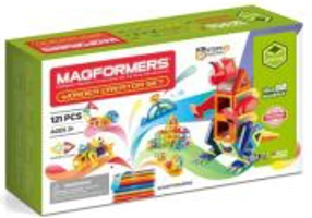 Joc magnetic de constructie, set - Dinozauri si Creaturi Minunate, 121 piese, Magformers Wonder Creator
