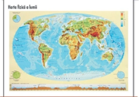 Harta fizică a lumii - mini - plastifiat cu șipci