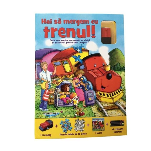Puzzle Track. Hai să mergem cu trenul! (carte + puzzle magnetic + creioane colorate)