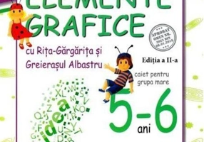 Elemente grafice cu Riţa Gărgăriţa şi Greieraşul Albastru, caiet pentru grupa mare 5-6 ani